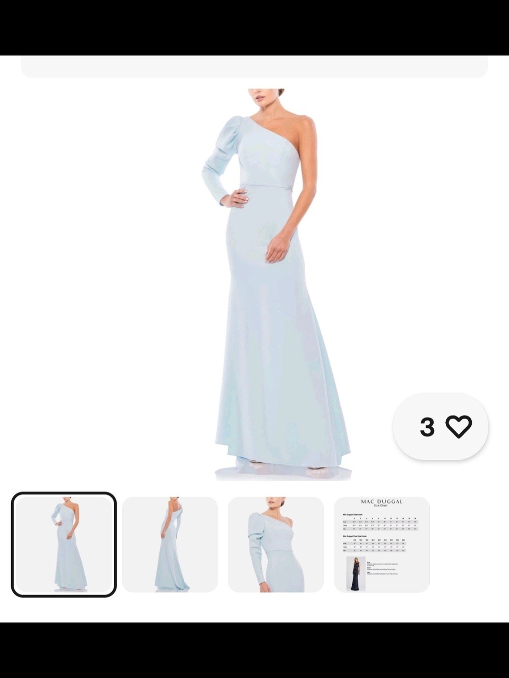 Mac Duggal One-Shoulder Light Blue Evening Gown - Picture 4 of 16